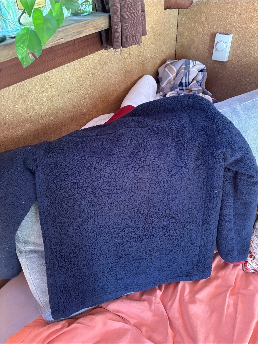 The North Face Navy Sherpa Fleece Jacket with Red Accents